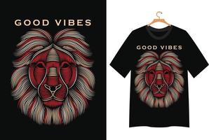 cara de león buenas vibraciones para el diseño de camisetas vector