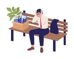 Employee stressed of dismissal semi flat color vector character. Losing job. Editable figure. Full body person on white. Simple cartoon style illustration for web graphic design and animation