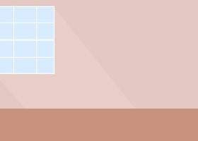 Empty room with window flat color vector illustration. Apartment lit by sunlight. Place for different items arrangement. Fully editable 2D simple cartoon interior with blank wall in background