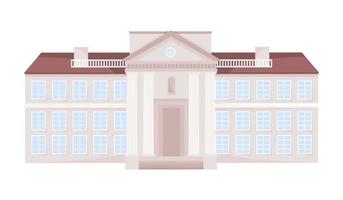 edificio público con columnas objeto vectorial de color semiplano. arquitectura clásica. elemento editable. artículo de tamaño completo en blanco. ilustración de estilo de dibujos animados simple para diseño gráfico web y animación vector