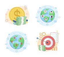 beneficios financieros del conjunto de ilustración de vector de concepto plano de trabajo remoto. objetos de dibujos animados 2d editables en blanco para diseño web. ampliar la colección de ideas creativas de negocios para sitios web, móviles, presentaciones