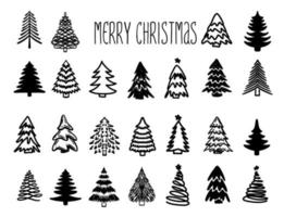 Christmas tree set, Hand drawn illustrations. vector