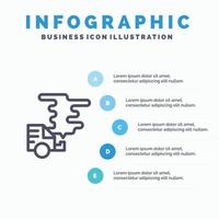 Automobile Car Emission Gas Pollution Line icon with 5 steps presentation infographics Background vector