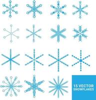 set of snowflakes on white, Vector Snowflakes collection, 15 abstract snowflakes