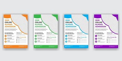 modern online school education admission flyer free download vector