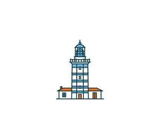Lighthouse symbol and city landmark tourist attraction illustration. vector