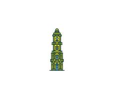 Dolmabahce Clock Tower symbol and city landmark tourist attraction illustration. vector