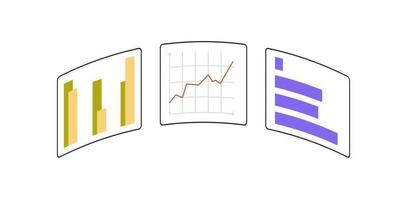 Comparing busines process, indicator performans metrics and measuring, testing analysis charts benchmarking concept flat vector illustration.