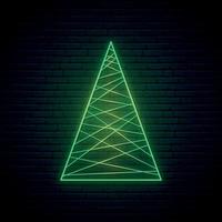 Abstract Neon Christmas tree with glowing lines. vector