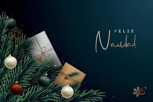 Feliz Navidad festive banner, Merry Christmas on spanish. vector