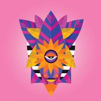 Aztec Mask Cubism Illustration vector