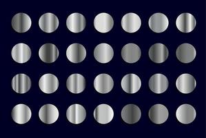 Vector collection of silver metallic gradients, chrome gradient set