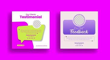 Customer feedback testimonial story template, Client review social media story website banner and vertical banner or flyer template with star rating review vector