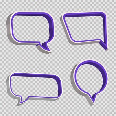 3d speech bubble dialogue box 3d text box, chatting box or live streaming box, 3d message box Set of 3d speak bubble with 3d illustrations render different shape transparent background