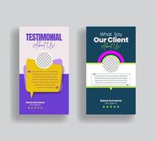 Customer feedback testimonial story template, Client review social media story banner and vertical banner vector