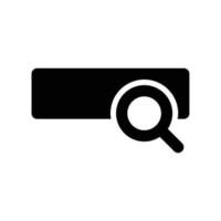 Search engine icon with magnifying glass in black outline style vector