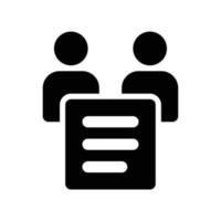 Engagement or contract icon between peoples with text paper in black outline style vector