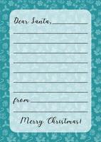 Letter to Santa Claus template. Christmas wishlist blank for kids. Simple cute doodle design. Empty Xmas wish list with copy space for handwriting. Vector illustration. Vertical A4 format of paper