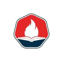 Book fire vector logo design. Motivation book vector logo design template.