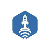 Wifi Rocket vector logo design. Wifi signal symbol and rocket design vector.