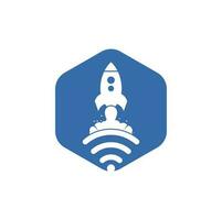 Wifi Rocket vector logo design. Wifi signal symbol and rocket design vector.