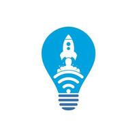 Wifi Rocket bulb shape concept vector logo design. Wifi signal symbol and rocket design vector