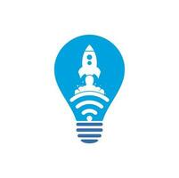 Wifi Rocket bulb shape concept vector logo design. Wifi signal symbol and rocket design vector