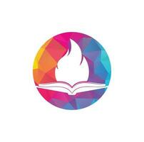 diseño del logotipo del vector de fuego del libro. plantilla de diseño de logotipo de vector de libro de motivación.