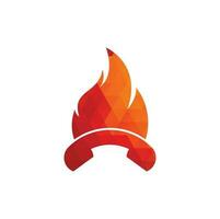 Hot call vector logo design concept. Handset and fire icon.