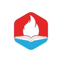 Book fire vector logo design. Motivation book vector logo design template.