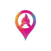 concepto de diseño de logotipo de vector de forma gps de llamada caliente. icono de teléfono y fuego.