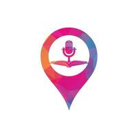 Podcast book gps shape vector logo design. Education podcast logo concept