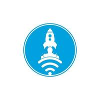 diseño de logotipo de vector de cohete wifi. símbolo de señal wifi y vector de diseño de cohetes.