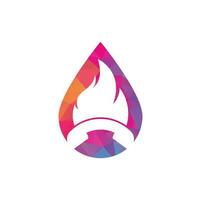 Hot call drop shape vector logo design concept. Handset and fire icon.