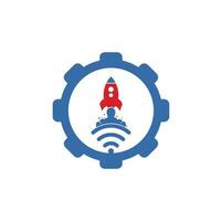 Wifi Rocket vector logo design. Wifi signal symbol and rocket design vector.