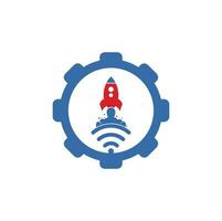 Wifi Rocket vector logo design. Wifi signal symbol and rocket design vector.