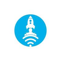 Wifi Rocket vector logo design. Wifi signal symbol and rocket design vector.