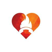 concepto de diseño de logotipo de vector de forma de corazón de llamada printhot. icono de teléfono y fuego.