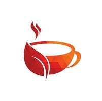 diseño del logotipo del vector de té orgánico. taza de hoja para plantilla de logotipo de bebida natural.