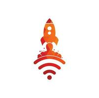 Wifi Rocket vector logo design. Wifi signal symbol and rocket design vector.