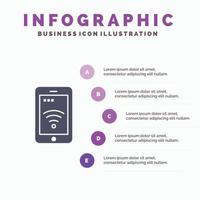 plantilla de presentación de infografía wifi de servicio de señal móvil presentación de 5 pasos vector