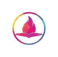 Book fire vector logo design. Motivation book vector logo design template.