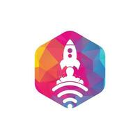 Wifi Rocket vector logo design. Wifi signal symbol and rocket design vector.