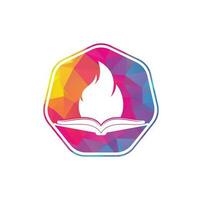 diseño del logotipo del vector de fuego del libro. plantilla de diseño de logotipo de vector de libro de motivación.