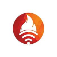 Fire and wifi logo combination. Flame and signal symbol or icon. vector