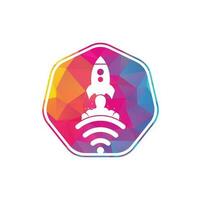 Wifi Rocket vector logo design. Wifi signal symbol and rocket design vector.