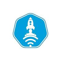 Wifi Rocket vector logo design. Wifi signal symbol and rocket design vector.