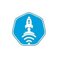 Wifi Rocket vector logo design. Wifi signal symbol and rocket design vector.