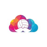 Strong volleyball vector logo design. Moustache and volley ball cloud icon design.