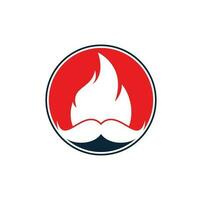 Moustache fire vector logo design template